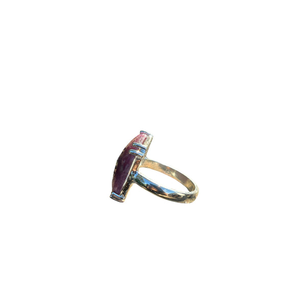 Ruby Ring “Size 9” Stormie Art Original Design Faceted Ruby Square Stone Shape and Set in Sterling Silver