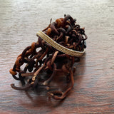 Gold Path Connects with Golden Light Mini Bracelet Stormie Original Handmade beaded design with smooth liquid gold-filled beads black leather & rare antique micro gold metal seed beads fits most sizes adjustable fit