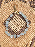 Aquamarine Nugget Copper Heishi  Beaded Bracelet Clasp