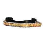 Divine Alignment Mini Bracelet Stormie Original Handmade beaded design with smooth liquid gold-filled beads black leather & rare antique micro silver metal seed beads fits most sizes adjustable fit