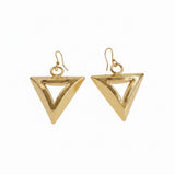 Triangle Shaped Gold-Toned Earring’s Made from Vintage Repurposed Jewelry Stormie 1970’s Style Brass Wire Statement Piece 3 inches