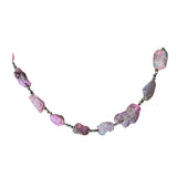 Raw pink Opal nugget necklace with antique seed beads lobster clasp closure 15 inches in length