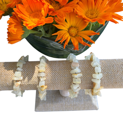 Antique Mexican Agate Stone Beads Hand Beaded with Rare Micro Steel Space Beads with Lobster Clasp Closure