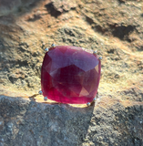 Ruby Ring “Size 9” Stormie Art Original Design Faceted Ruby Square Stone Shape and Set in Sterling Silver