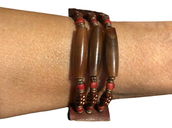 Brown Dice Trade Bead Bracelet