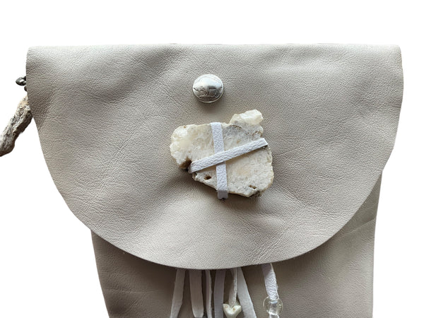 White Deerskin Clip-On Side Bag