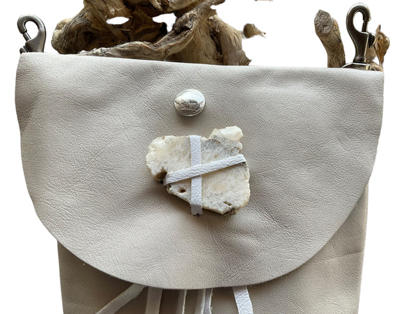 White Deerskin Clip-On Side Bag