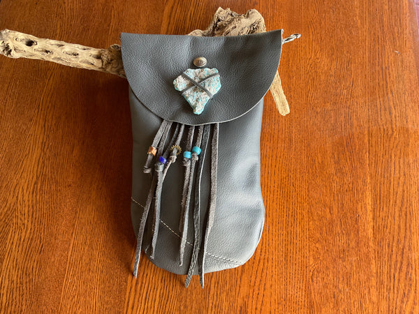 Gray Buckskin Clip-On Side Bag