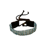 aquamarine bracelet top view leather and threads 