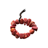 Red Coral Stormie Bracelet with Chocolate Leather Accent