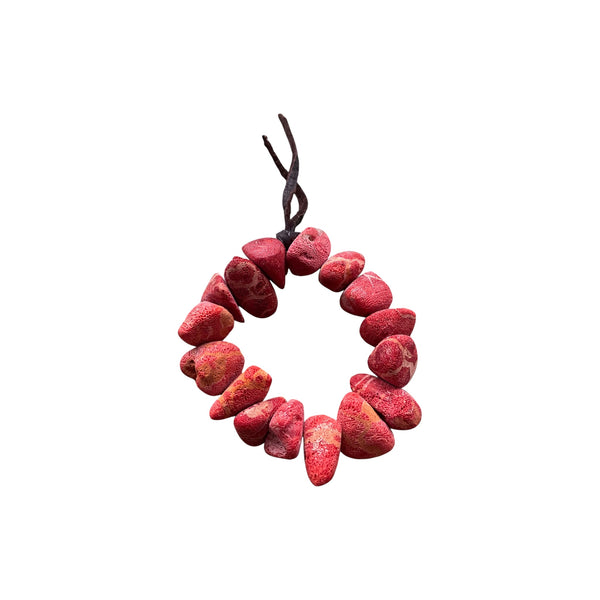 Red Coral Stormie Bracelet with Chocolate Leather Accent