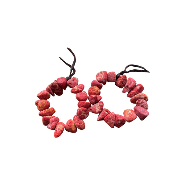 Red Coral Stormie Bracelet with Chocolate Leather Accent