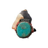 turquoise concho silver black leather bracelet 