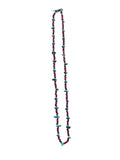 Antique Red White Heart Beads and Turquoise Nugget Beaded Necklace