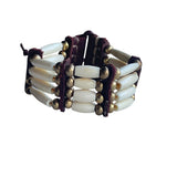 Pipe Bone Traditional Adornment Leather Beaded Bracelet