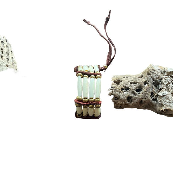 Pipe Bone Traditional Adornment Leather Beaded Bracelet Her/She