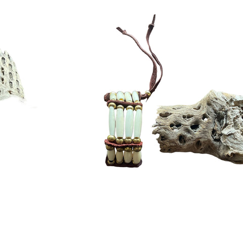 Pipe Bone Traditional Adornment Leather Beaded Bracelet Her/She