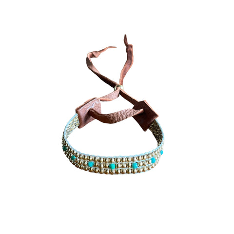 7 Turquoise Beads & Gold Bracelet