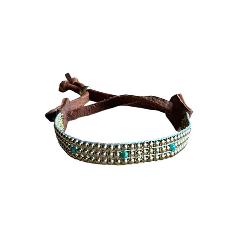 3 Turquoise Beads & Gold Bracelet