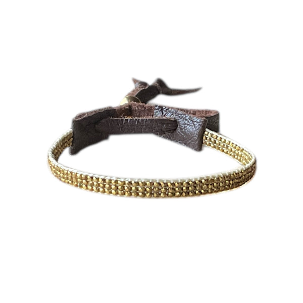 Front view gold antique beaded bracelet 