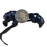 `Blue Sapphire Wrap Bracelet with large Bison Coin Button