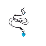 Lovely Heart Charm Inlaid with Turquoise Necklace on Leather Cord