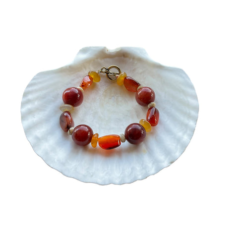 Smooth Carnelian Beaded Bracelet