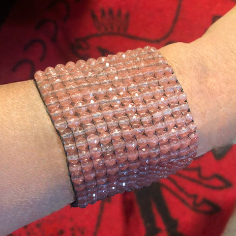 Pink Large Rose Quartz Cuff Bracelet