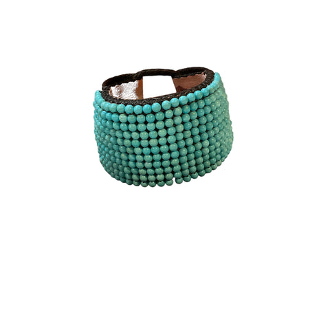 Turquoise Beaded Bracelet with Webbing