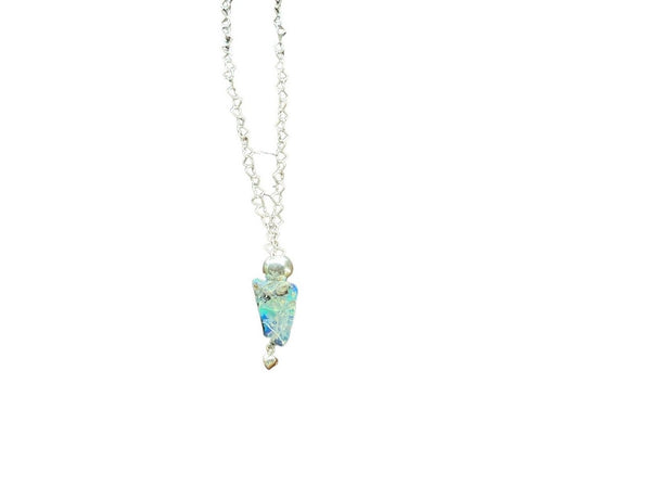 Raw Opal Stone Necklace with Heart Chain