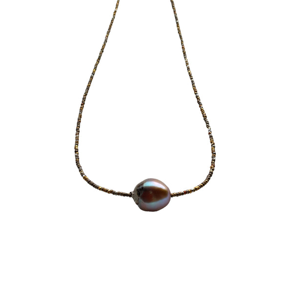 Tahitian Solitaire Pearl Beaded Necklace