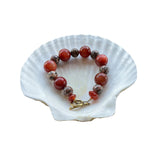 Carnelian and Picasso Jasper Beaded Bracelet