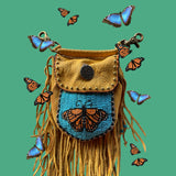 Butterfly Bag Handmade Beaded Leather Fringe Fabulous One of A kind Piece of Wearable Art