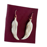 Feather Carved Bone Earrings