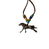 Running Horse Pendant Necklace with Trade-beads