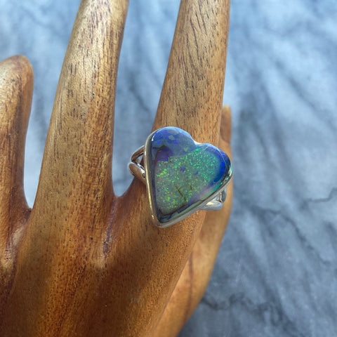 Opal Aura Heart Ring size 8