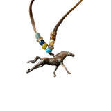 Running Horse Pendant Necklace with Trade-beads