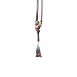 Snake Engraved Pendant Necklace on Leather Cord