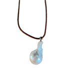 Baroque Pearl on Leather Cord Necklace