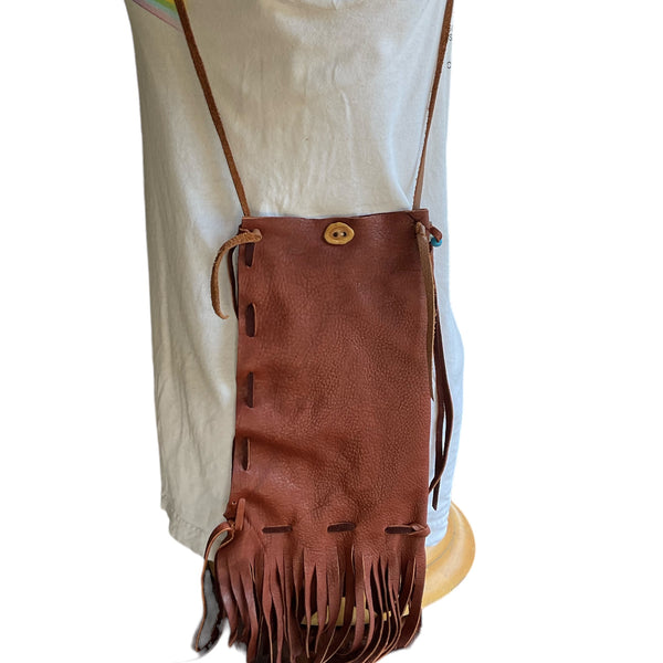 Burgundy Deerskin Pouch