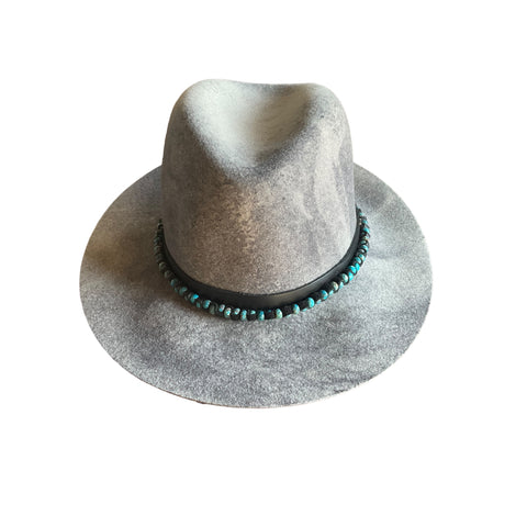 Blue Turquoise Leather Hatband