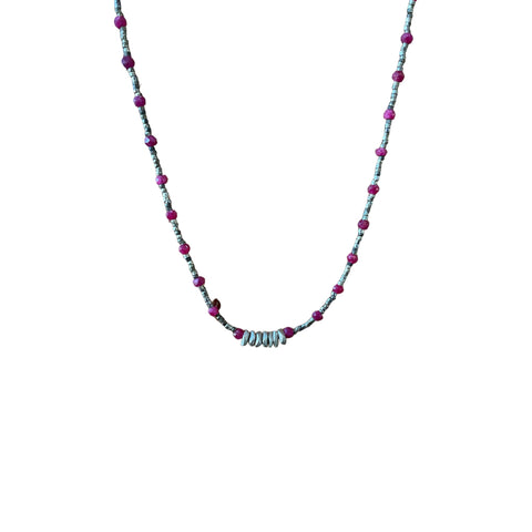 Ruby and Silver Beaded Necklace