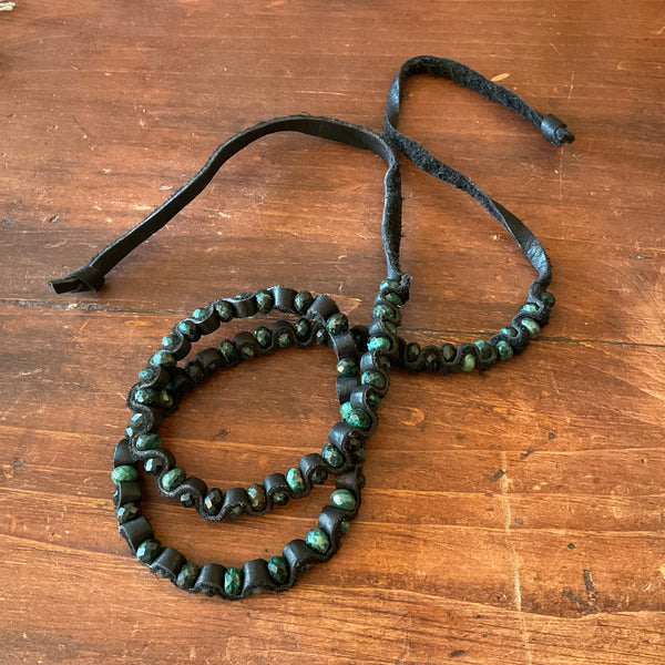 Emerald Leather Wrap Bracelet