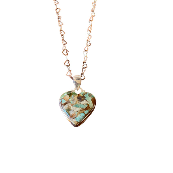 Matrix Royston Turquoise Necklace Heart Charm