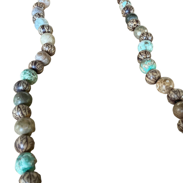 Sea Jasper and Natural Seeds Beaded Necklace