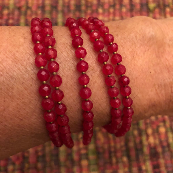 Red Jade Beaded Bracelet