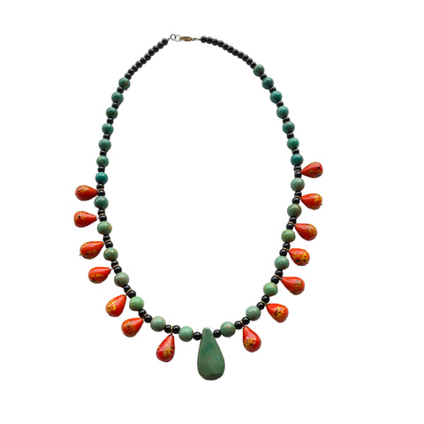 Round Turquoise and Crumb Bead Necklace