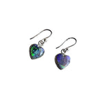 Opal Heart Silver Earrings