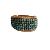 Earth's African Turquoise Beaded Cuff Leather Bracelet