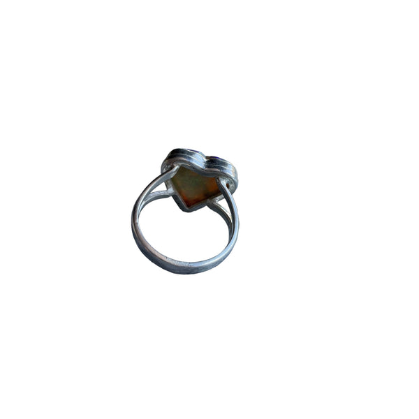 Purple Aura Heart Ring Opal Size 8